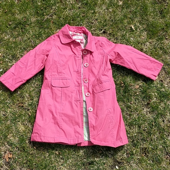 Girls pink spring raincoat with plaid lining - Picture 2 of 6